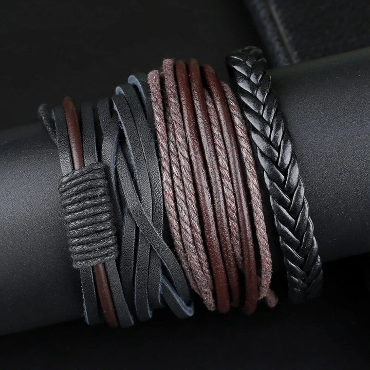 Handmade Leather Wrap Bracelet (4pcs)