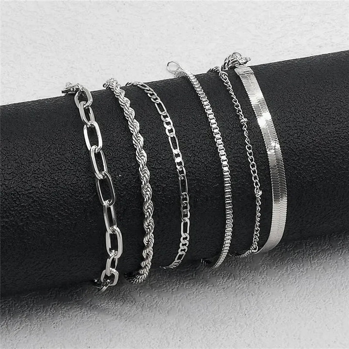 6Pcs Multilayer Cuban Chain Bracelets