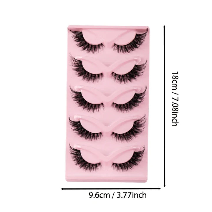 5 Pairs Cat Eye Faux Mink Lashes – Natural & Winged