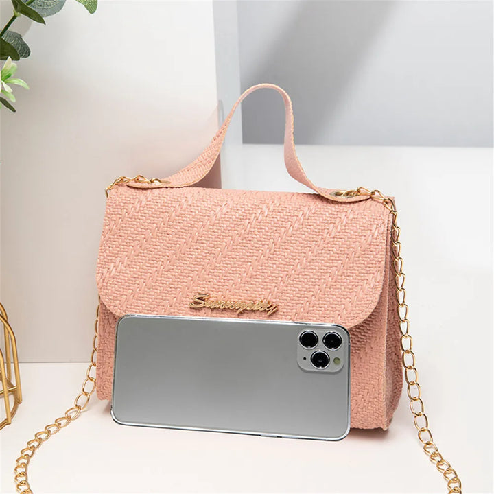 Women's Embossed PU Leather Chain Crossbody Bag