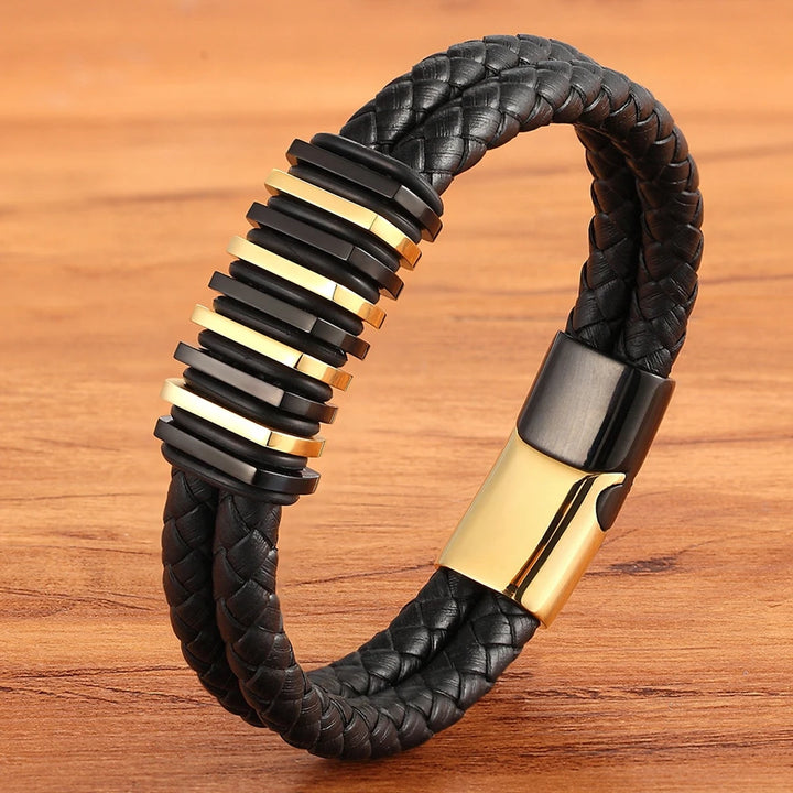 2024 Stainless Steel Leather Bracelet Unisex