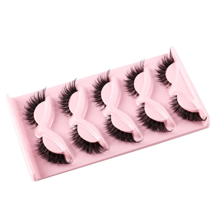 5 Pairs Cat Eye Faux Mink Lashes – Natural & Winged