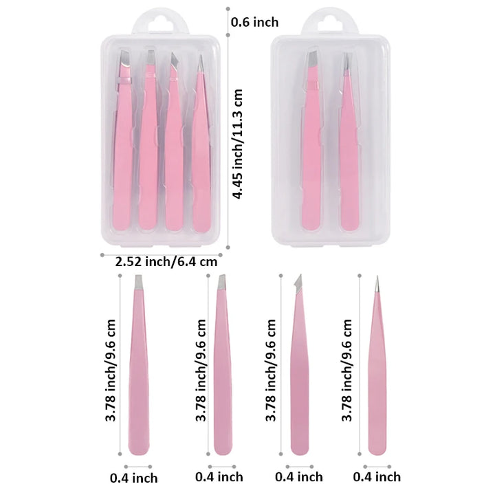 Pink Slanted Tweezers – 2 Pcs