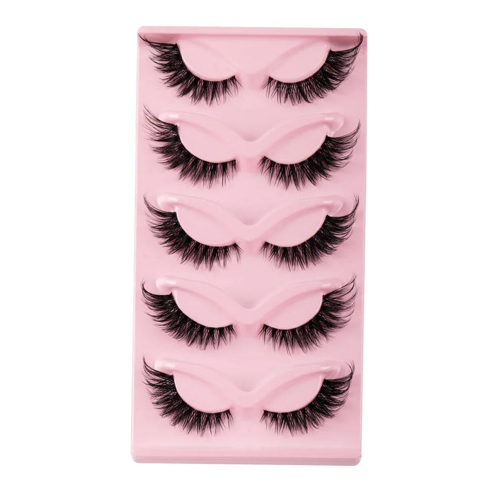 5 Pairs Cat Eye Faux Mink Lashes – Natural & Winged