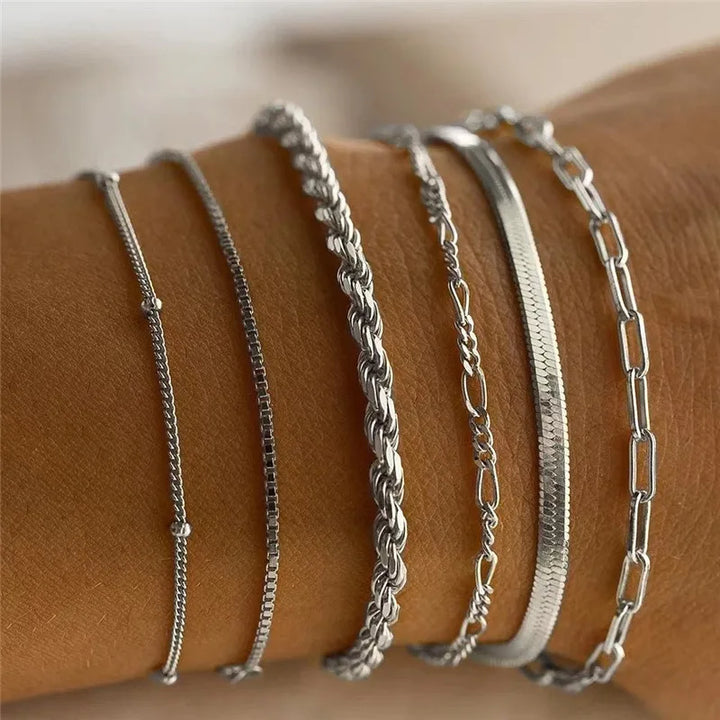 6Pcs Multilayer Cuban Chain Bracelets