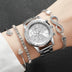 Silver Quartz Watch & Jewelry Set for Women