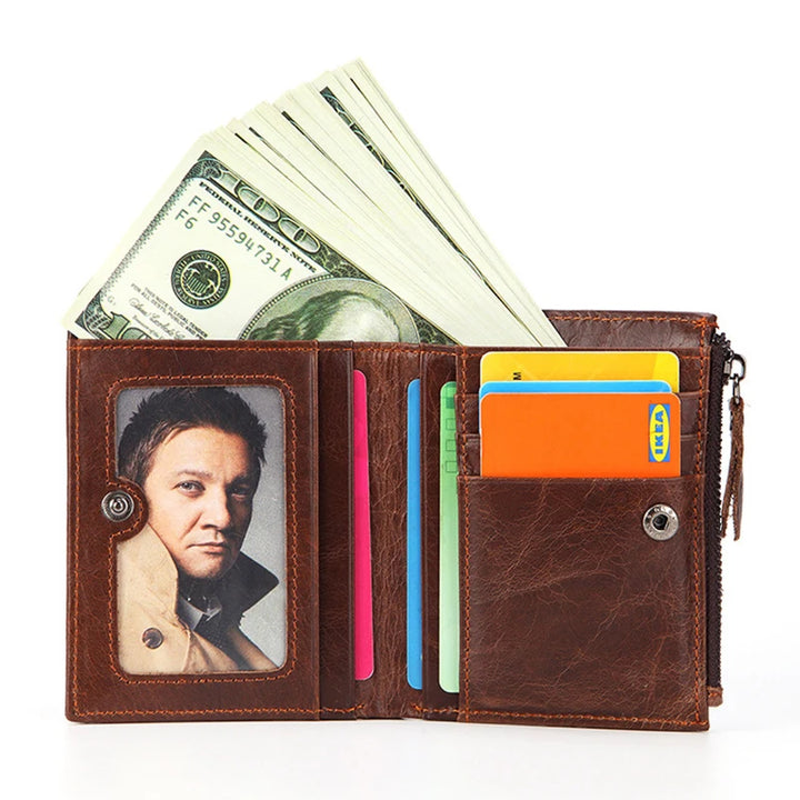 Men's RFID Leather Wallet with Zipper