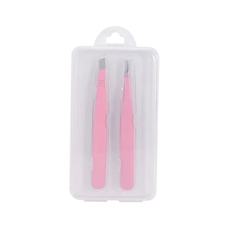 Pink Slanted Tweezers – 2 Pcs