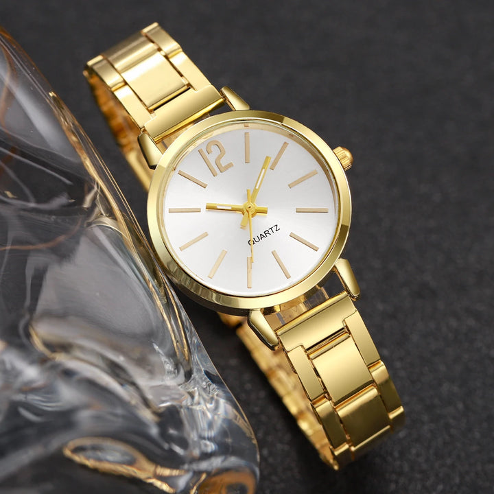 Women's Elegant Quartz Watch & Love Bracelet Set